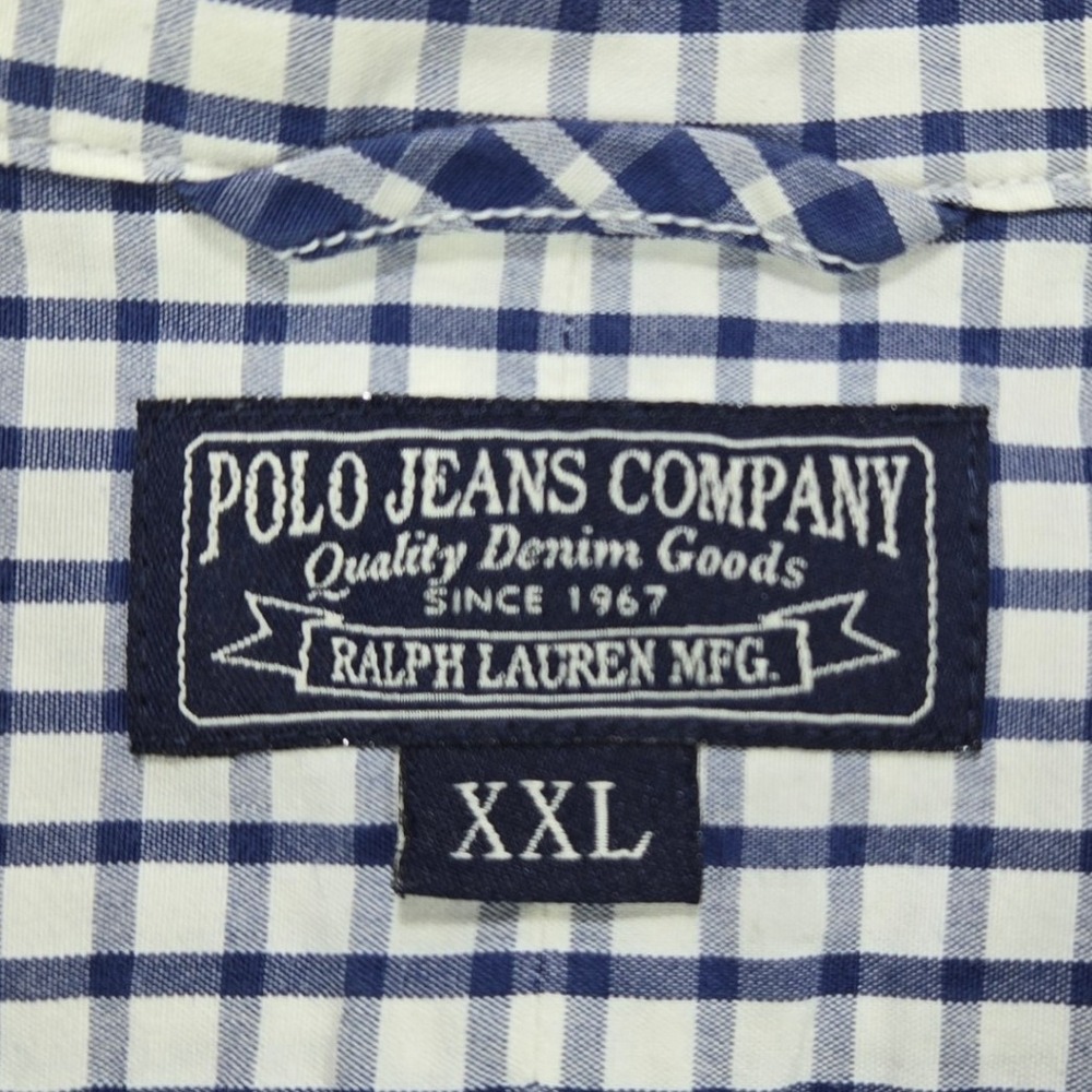 Polo Jeans Co Ralph Lauren Plaid Button Down Shirt Men's XXL Blue White Green - Picture 5 of 8